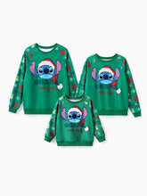 Weihnachts-Familien-Sweatshirt mit langen Ärmeln und Stitch-Print